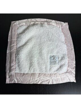 LITTLE GIRAFFE Baby Security Blanket Lovey White Chenille/Pink Satin Trim